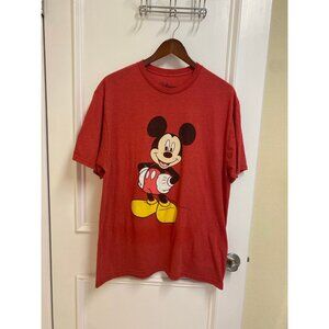 Disney Mickey Mouse Red Lightweight Crew Neck T Shirt Size XL